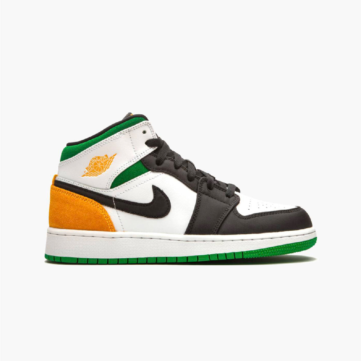 Nike Air Jordan 1 Mid Oakland Blanco, Naranja y Verde