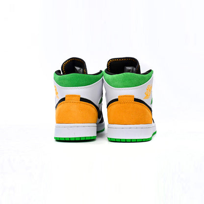 Nike Air Jordan 1 Mid Oakland Blanco, Naranja y Verde