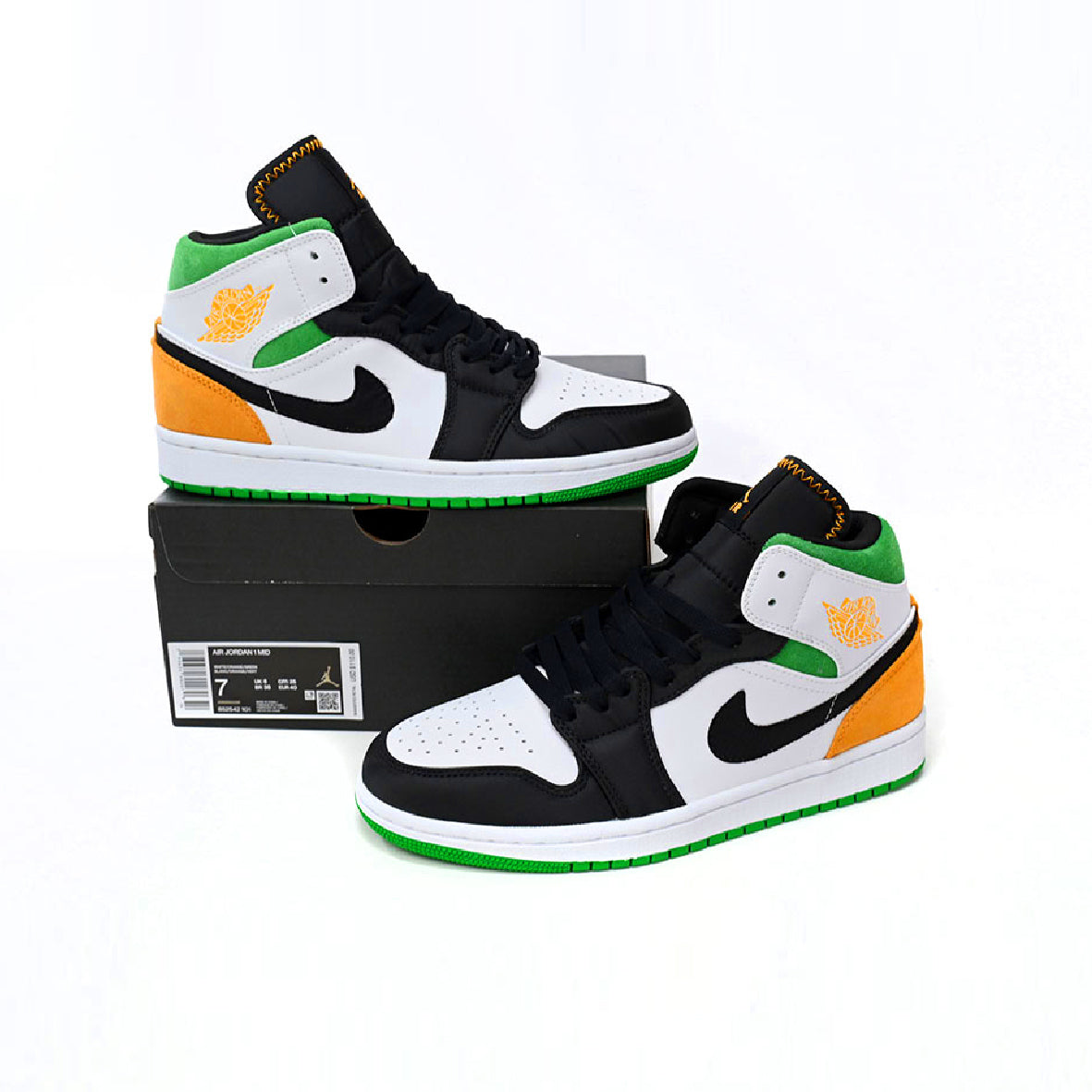 Nike Air Jordan 1 Mid Oakland Blanco, Naranja y Verde